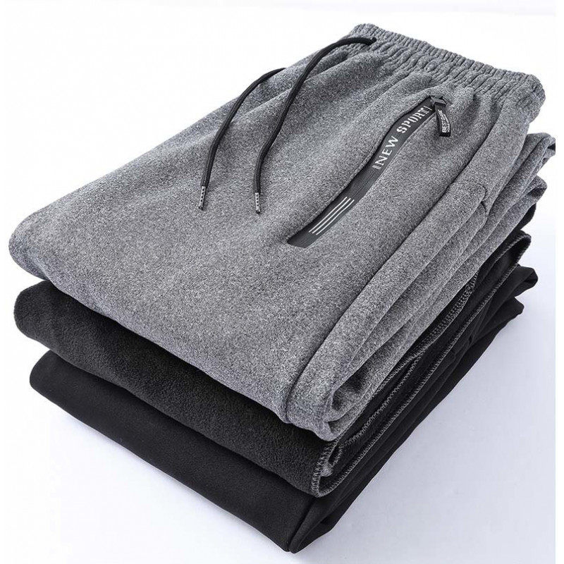 Thick velvet casual pants for men in autumn and winter, windproof and warm leggings, loose cotton pants