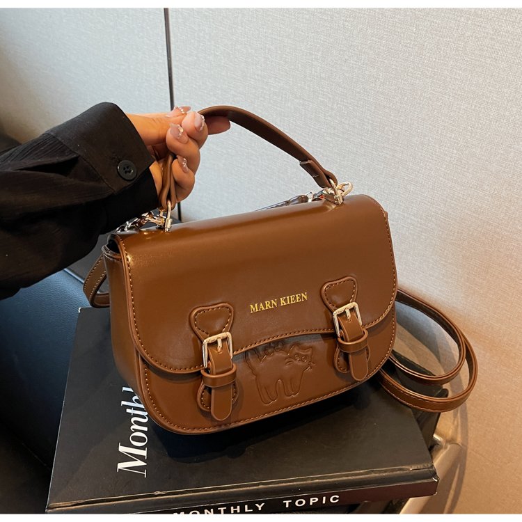 High-end texture retro small bag for women 2024 new fashion hand messenger bag autumn texture mini backpack