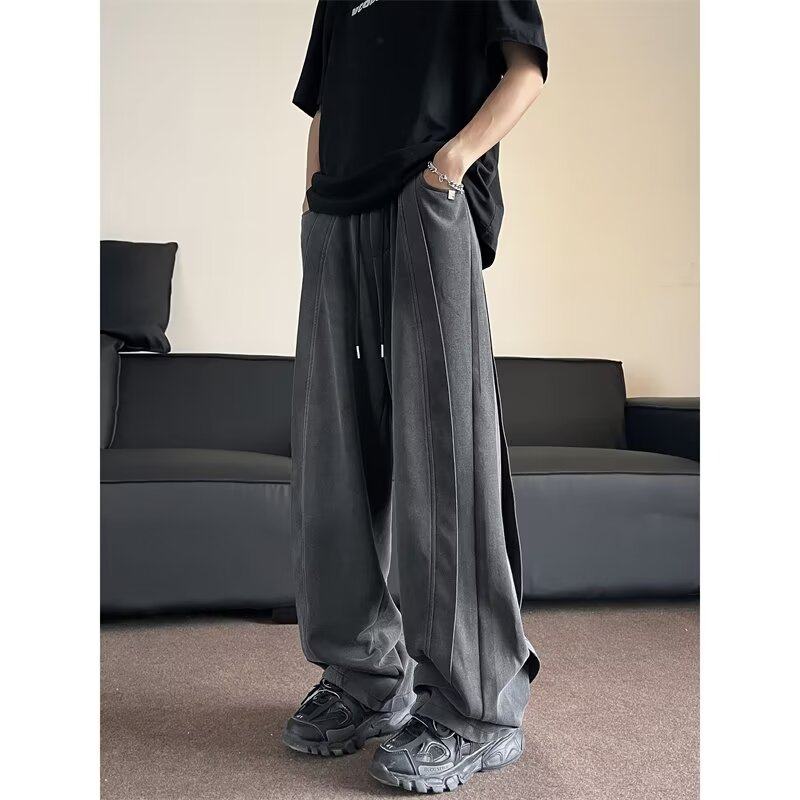 New trendy brand loose casual trousers washed retro jeans for men