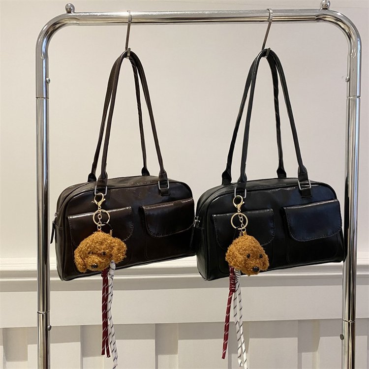 Korean fainting needle Xu Yunzhen's same oil wax leather bowling bag multi-pocket armpit bag commuter portable shoulder bag