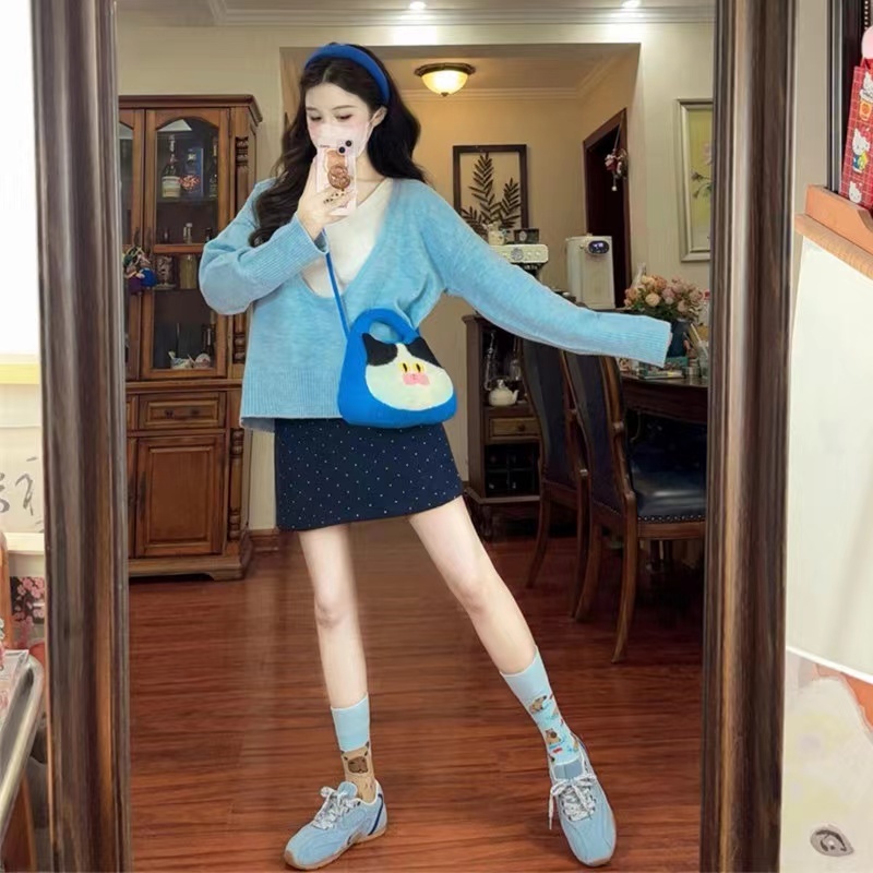 Autumn suit women's clothing 2024 new style unique and beautiful Korean drama outfit three-piece suit early autumn age-reducing complete outfit