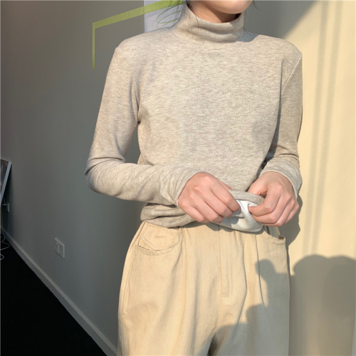 Korean style half turtleneck solid color velvet thickened bottoming shirt