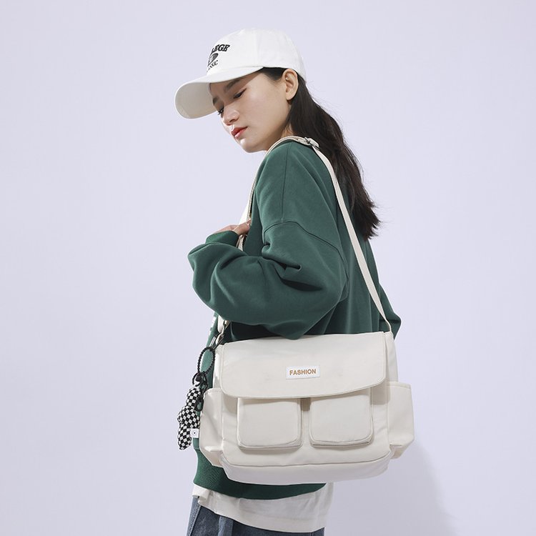 Cross-border 2024 Spring Urgent New Textured Small Bag Women's Bag Retro College Style Shoulder Bag Casual Letter Crossbody Bag