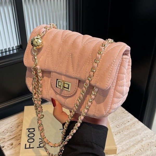 Fashion bags for women new fashion simple style small square bag Western style embroidery rhombus chain shoulder crossbody bag
