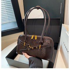 High-end retro bowling bag, shoulder bag for women, armpit portable large-capacity pillow bag, textured solid color niche bag