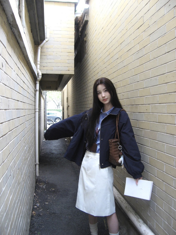 Korean casual blue jacket short jacket for women spring and autumn 2024 new style small work jacket top