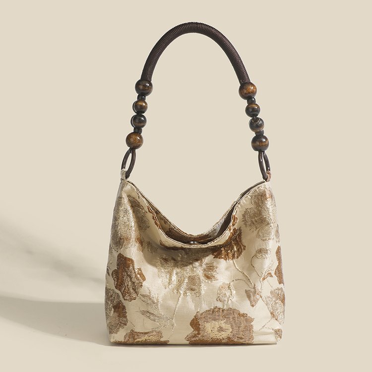 Original Caramel Macchiato low-key retro jacquard fabric shoulder bag summer new shoulder armpit bag handbag