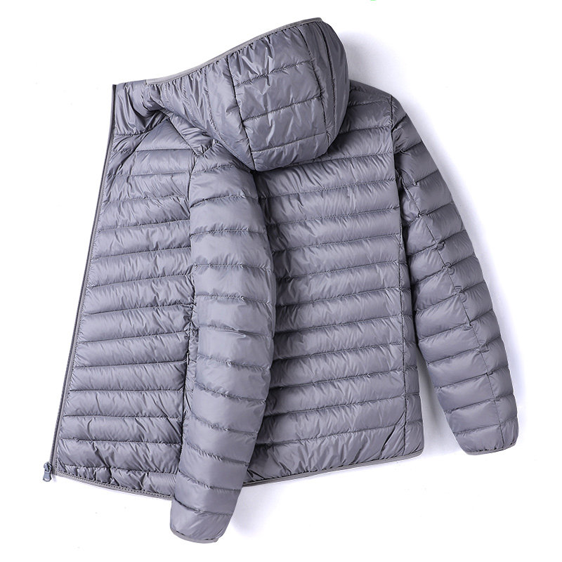 Men's and women's 90-fleece lightweight hooded down jacket, men's and women's autumn and winter casual down lightweight jacket