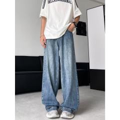 American jeans men's summer new high street trendy brand retro straight loose casual pants for boys