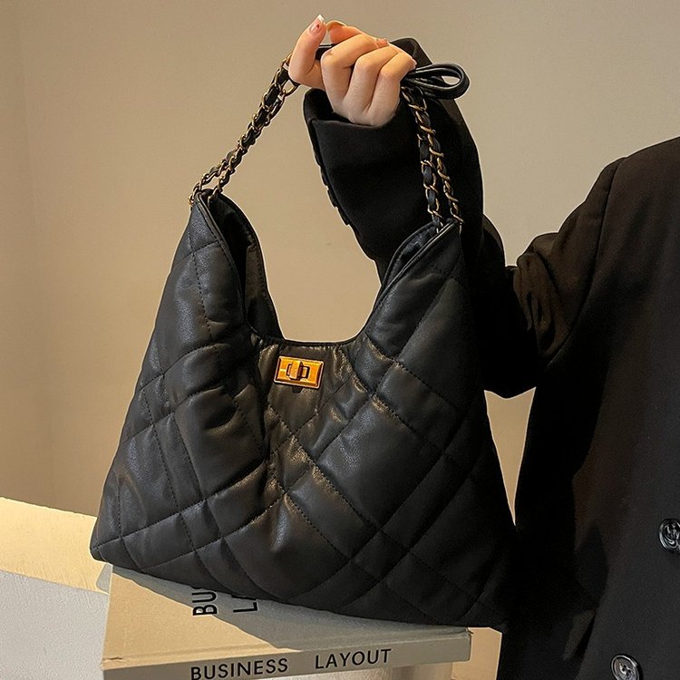 Retro diamond chain bag women's bag 2024 new commuter versatile shoulder bag high-end large capacity tote bag
