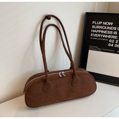 Xiao Zanggui 2024 new Korean niche high-end retro suede shoulder bag portable armpit baguette bag
