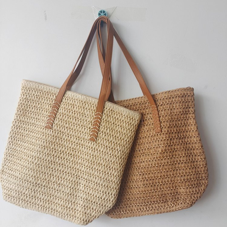 Straw bag holiday style bag for women 2024 spring new fashion retro large capacity female student shoulder tote bag