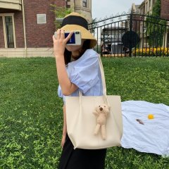 Popular large bag for women in autumn and winter new soft leather tote bag versatile college student class shoulder crossbody bag