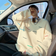 Lazy wind deer plush sweater men's autumn and winter trendy loose American v-neck sweater jacket