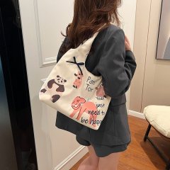 2024 New Graffiti Party Canvas Bag Women's Ins Shoulder Handbag Large Capacity Cute Versatile Student Bag