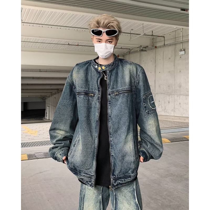 American retro denim jacket for men and women new spring loose couple versatile casual jacket