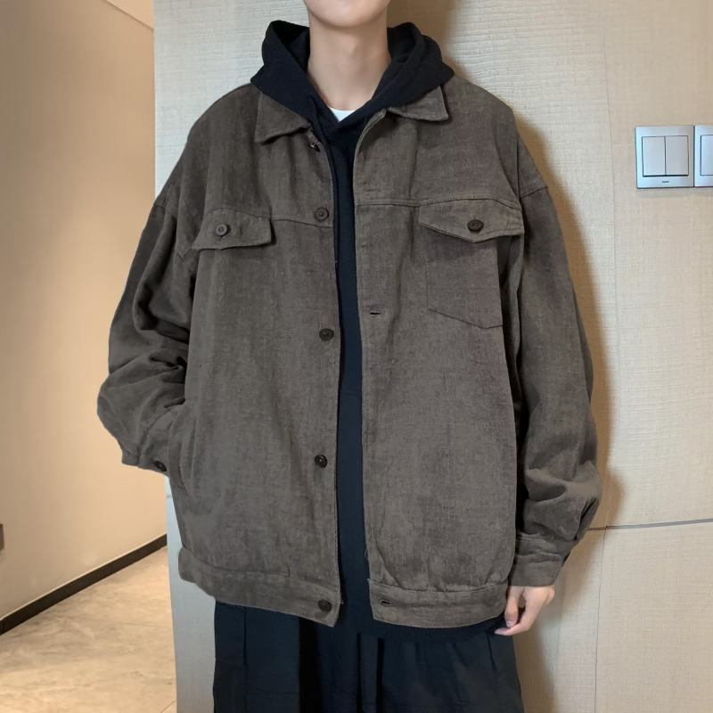 Hong Kong style denim jacket men's spring and autumn trendy brand ins versatile high street tops American retro loose workwear jacket