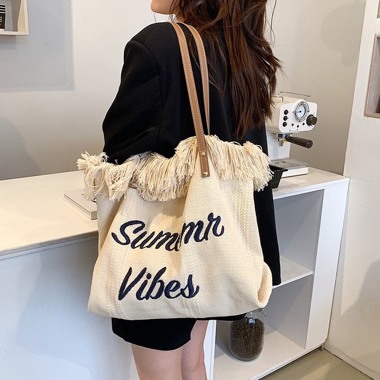 Muppet Pink Trendy Fashion Letter Tote Bag Versatile Large Capacity Portable Shopping Bag Shoulder Bag