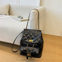 Wholesale Korean style small fragrant style rhombus backpack for women 2024 new fashion chain bucket bag versatile shoulder bag