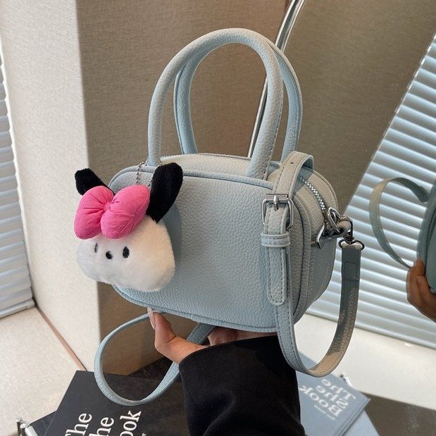 2024 Spring New Litchi Pattern Versatile Small Square Bag Multifunctional One Shoulder Crossbody Handheld Backpack Women's Small Backpack