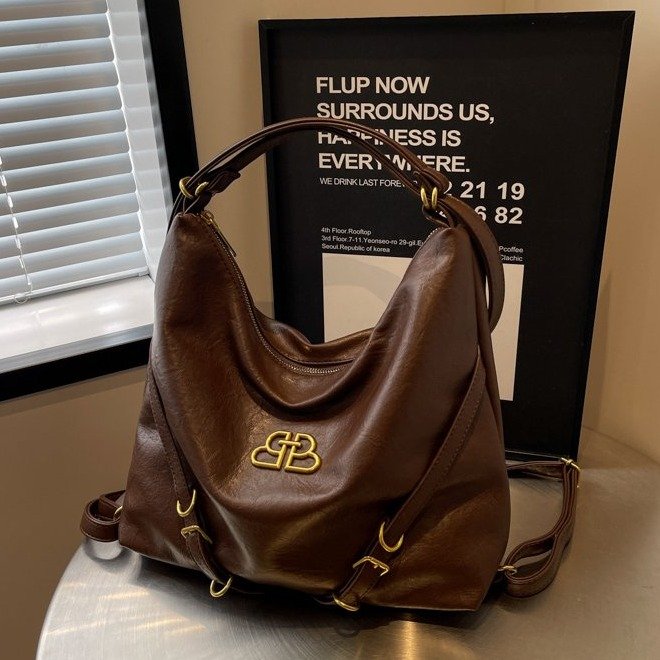 New retro simple large-capacity double-back single-shoulder cross-body armpit high-end bag women's handheld tote bag
