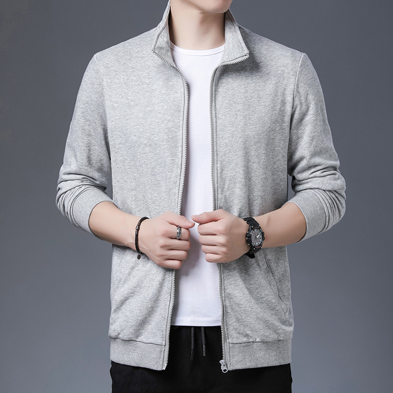 Stand collar coat men's jacket spring and autumn 100% cotton sweatshirt middle-aged men's baseball uniform sports casual zipper cardigan