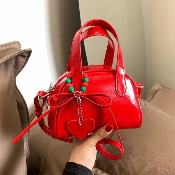Factory wholesale niche handbag design New Year red mini Boston bag bow classic crossbody bag