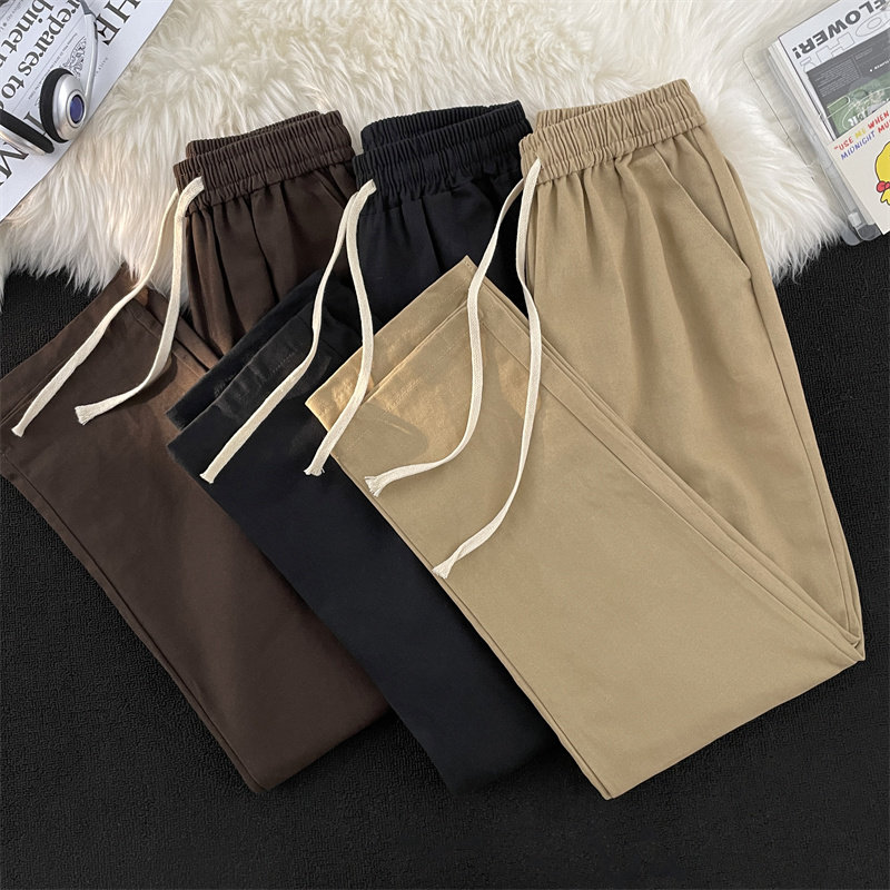 High quality spring men's casual trousers composite straight loose trousers