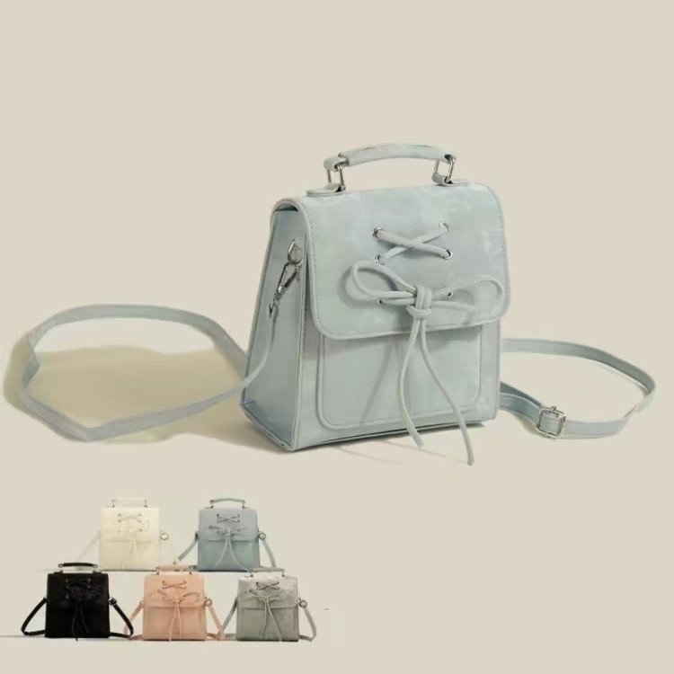 Women's bags, women's backpacks, handbags, bow ties, solid color, wear-resistant, niche, versatile styles, small square bags