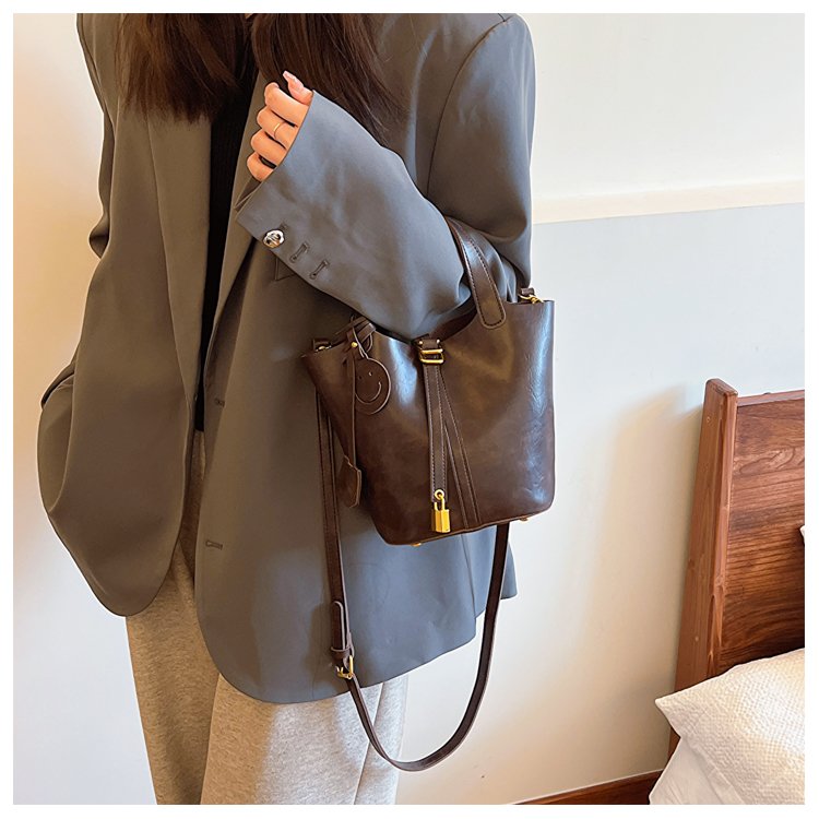 Maillard Retro Portable Vegetable Basket Bag Women's Autumn and Winter New Trendy Fashion Bucket Bag Versatile Crossbody Bag