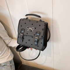 College Wave Point Canvas Backpack Women's Summer 2024 New Trendy Korean Backpack Versatile Casual Travel Bag