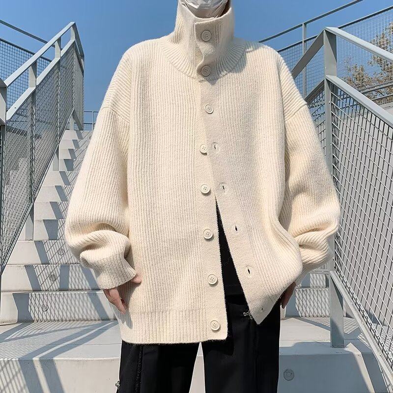 Autumn and winter clothing high collar warm cardigan coat knitted sweater loose casual