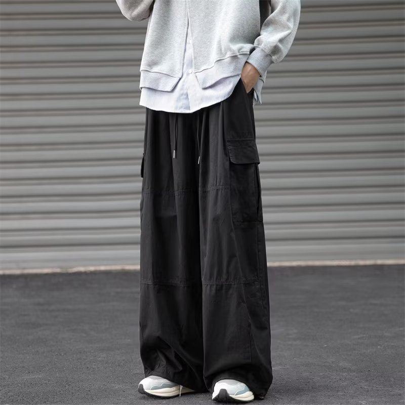 High Street American Pants Spring and Autumn Japanese Style Loose Wide-leg Overalls Trendy Hip-Hop Casual Floor-Mopping Pants