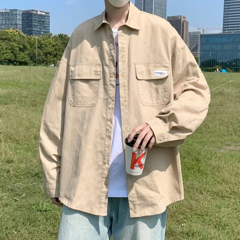 Japanese workwear long-sleeved shirt men's autumn Korean style ins trendy loose casual shirt jacket