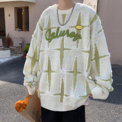 Autumn and winter design letter embroidered sweater Korean style loose round neck pullover top