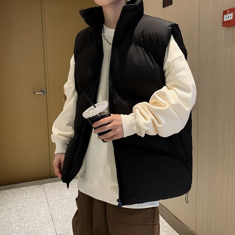 Hong Kong style thickened cotton loose solid color casual cotton vest for young niche couples
