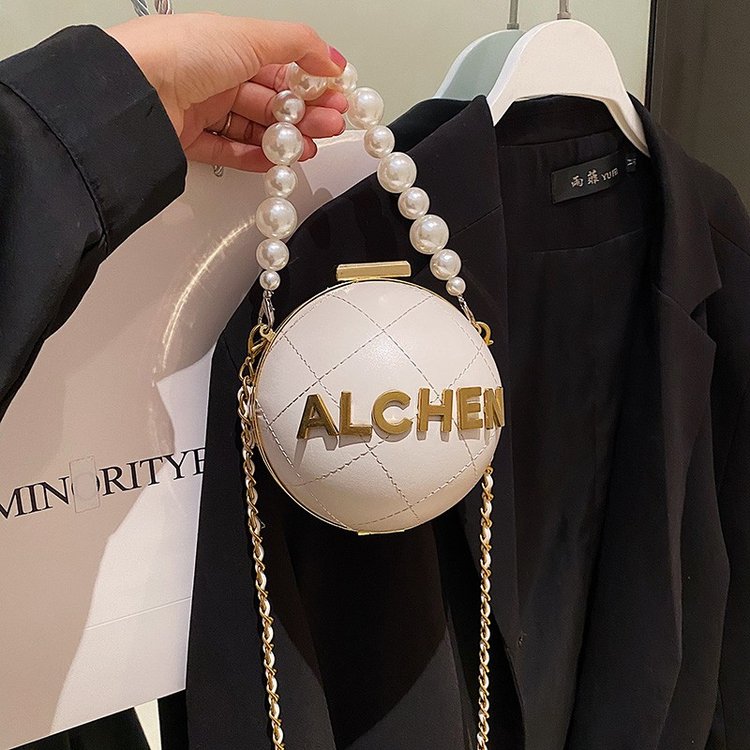 This year's popular bag new style 2024 small fragrant pearl handbag ins internet celebrity chain ball small round bag for women