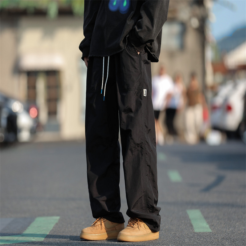 New Hong Kong style Japanese style simple solid color work casual pants