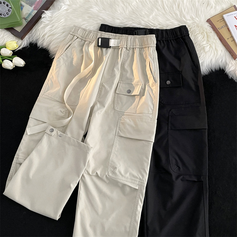 Trendy brand overalls for men and women, spring and autumn loose street high street handsome assault pants, free belt
