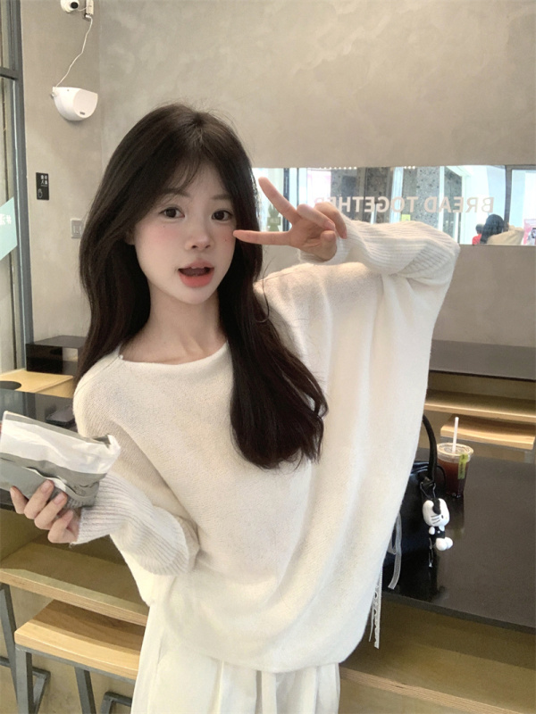 Lazy irregular bat sleeve pullover sweater top