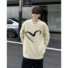 American trendy brand mohair sweater for men in autumn and winter high-end lazy style warm sweater