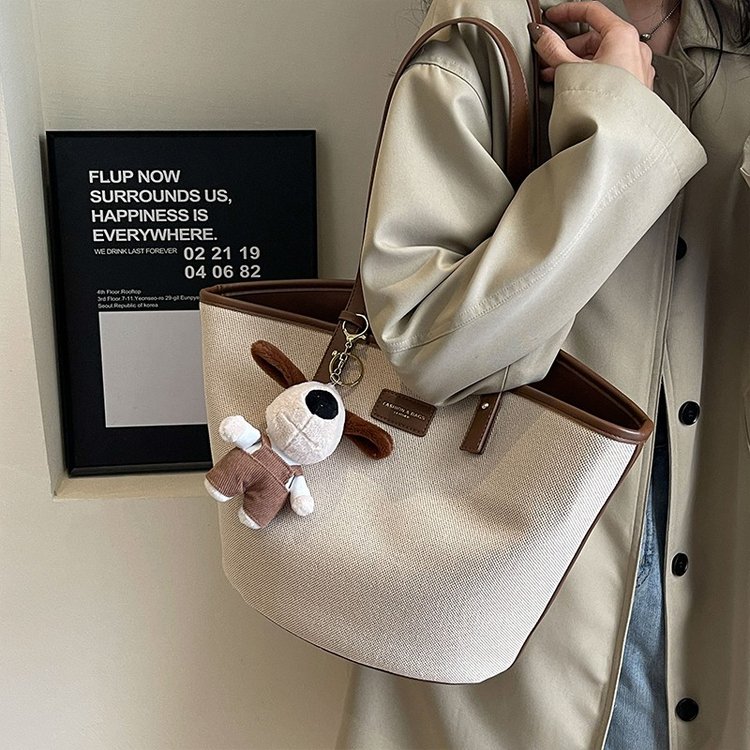 Autumn and winter large-capacity bags 2024 new women's bags casual bucket canvas bags shoulder bags commuter bags tote bags