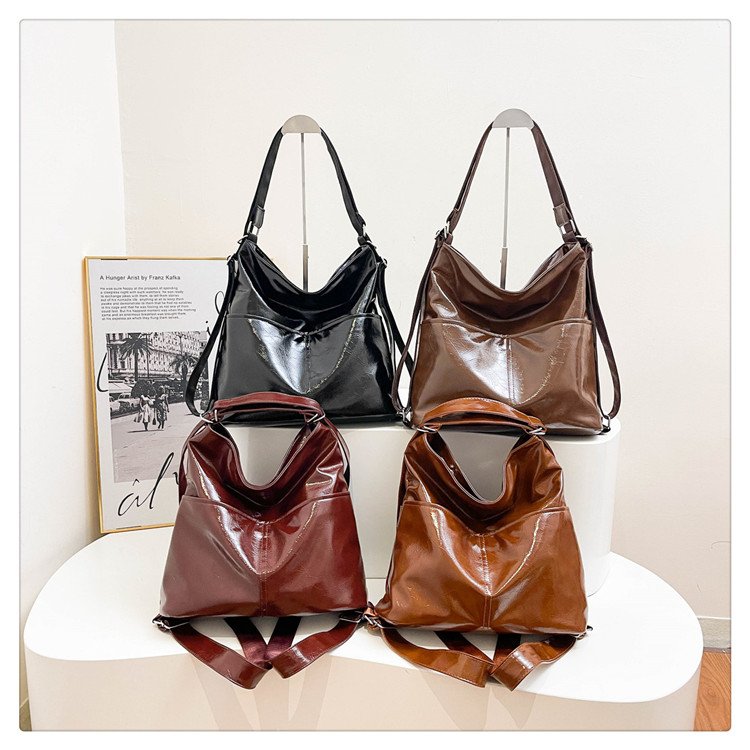 Spring PU soft leather backpack women's large-capacity three-use commuting tote bag multi-functional backpack cross-body school bag trendy