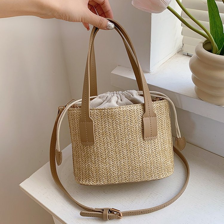 Korean ins straw woven small bag summer new casual vacation women's bag vegetable basket portable shoulder crossbody bag