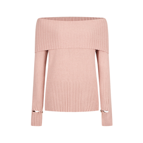 High-end one-shoulder elegant knitted sweater, fashionable and warm top