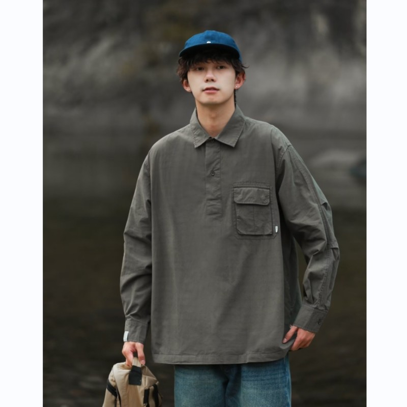 Shirt men's Hong Kong style trendy handsome and versatile Japanese style literary autumn and winter ins loose jacket