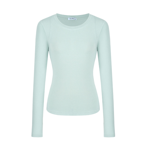 Slim Thin Round Neck T-Shirt Women's Autumn Slim Basic Bottoming Shirt Temperament Long Sleeve Simple Top