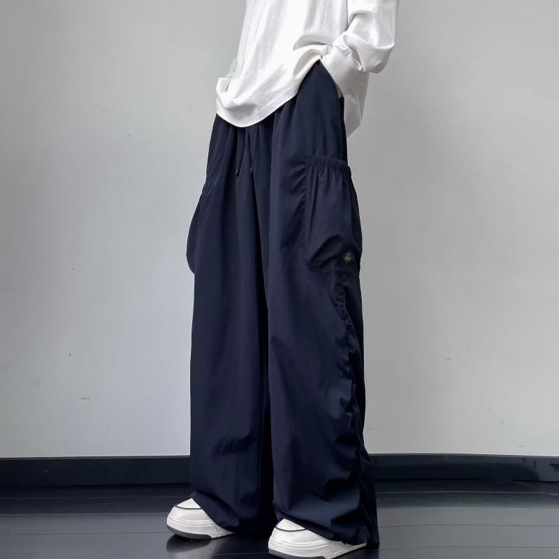 Casual pants for men Korean style trendy pleated big pocket high street spring new ins trousers