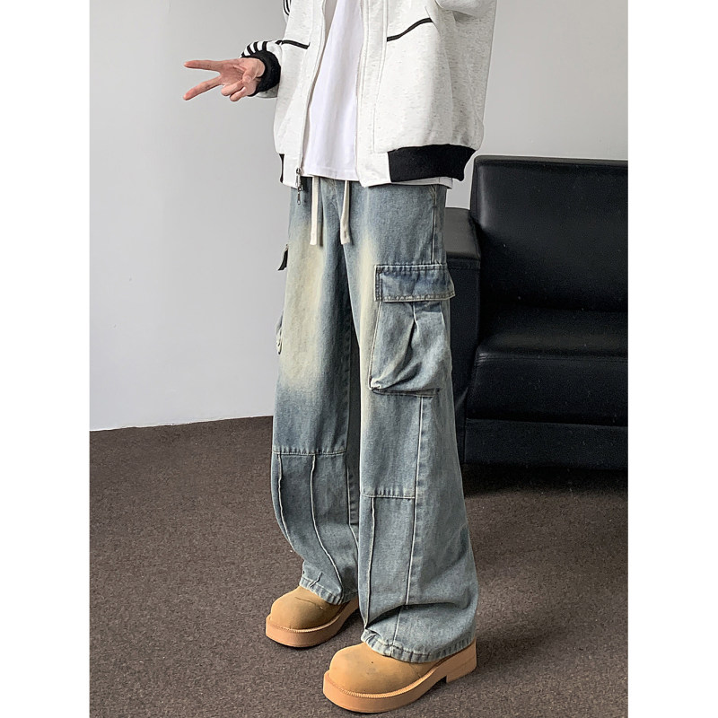 High street street hiphop trendy design workwear jeans versatile casual pants