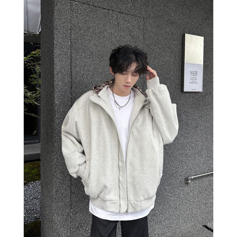 American autumn and winter holiday two-piece plaid hooded cotton men's retro street jacket